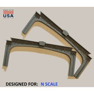 X2 N Scale Brick TRIPLE Train Tunnel Portals - N  Model Railroad Scenery 1:160